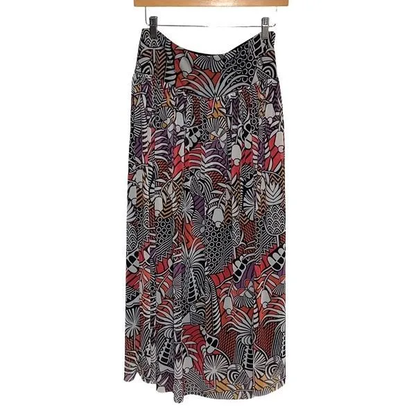 Farm Rio for Anthropologie Tropical Maxi Skirt Mesh Lined Black White Multi Smal - Image 5