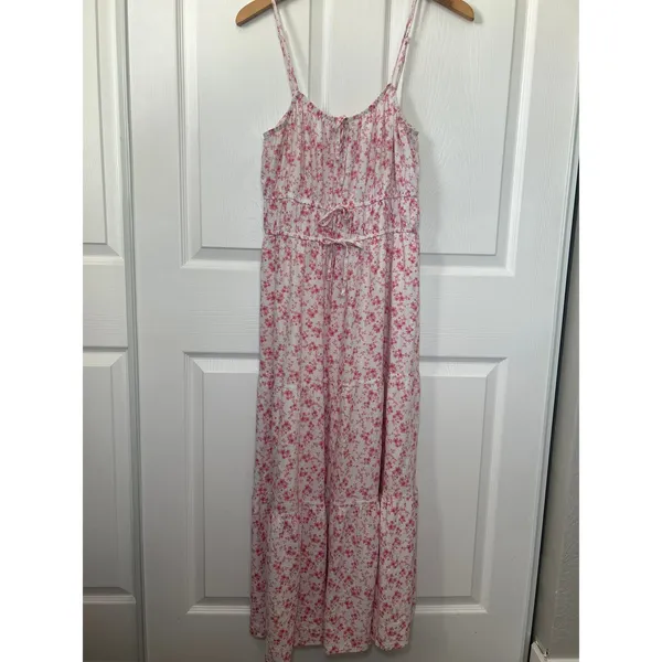 AND NOW THIS Floral Maxi Dress Sundress Sleeveless Pink White XL‎ Cottagecore - Image 2