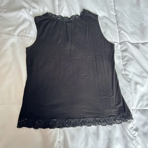 Vintage‎ Vol 1 Womens Petite Medium M Black Sequins Baby Doll Cami Tank Top Y2K - Image 6