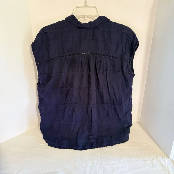 Anthropologie Pilcro and the Letterpress Navy Blue Relaxed Fit Cotton Blouse XS - Image 4