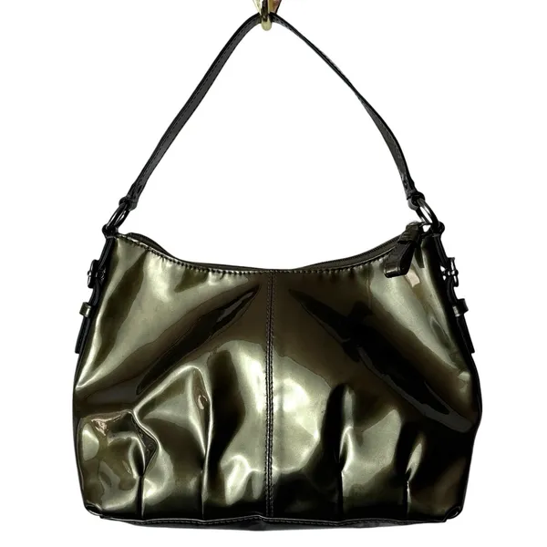 Coach‎ Y2K Madison Patent Leather Demi Small Pleated Pewter Handbag Pouch 46619 - Image 6