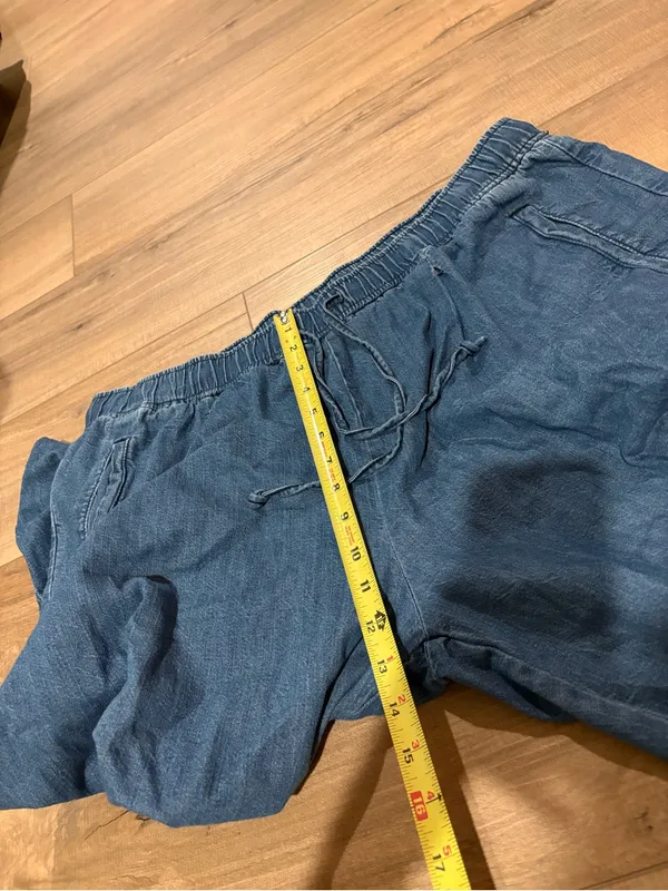 Old Navy straight leg Billie drawstring pull on trouser pants denim blue size XL - Image 8