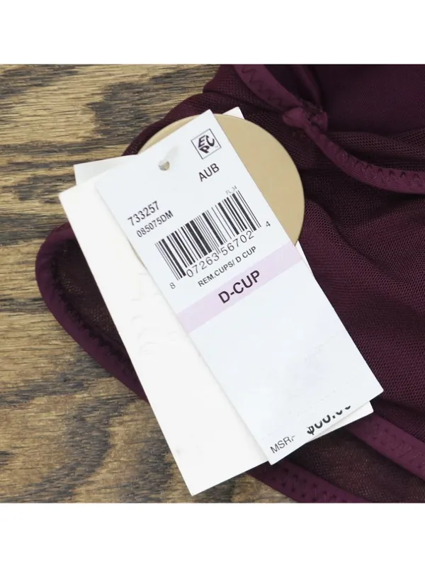 NWT Becca Mesh Overlay Convertible Bralette Bikini Swim Top Aubergine Purple D - Image 14