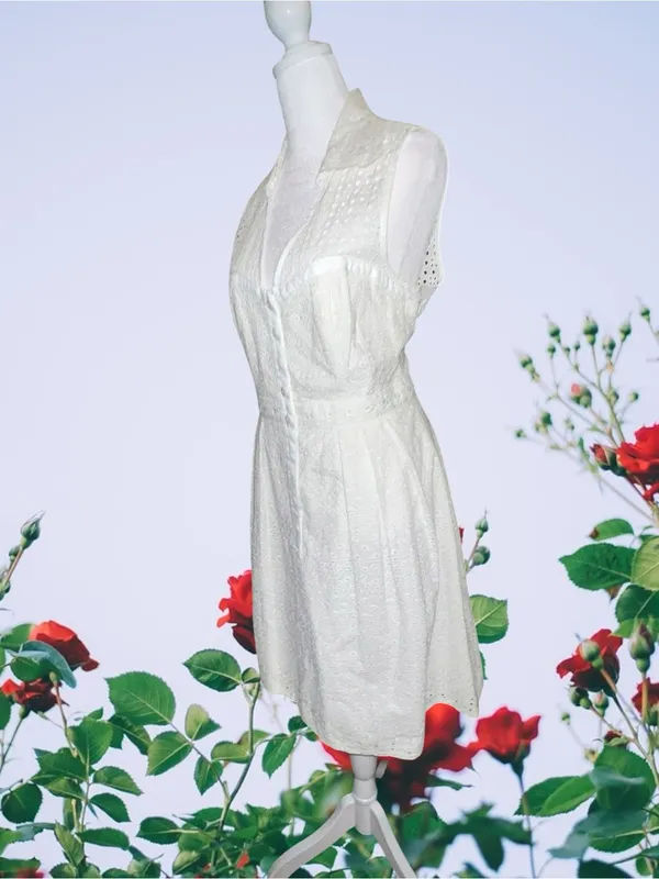 Nanette Lepore Sleeveless White Eyelet Shirt Dress - Image 10