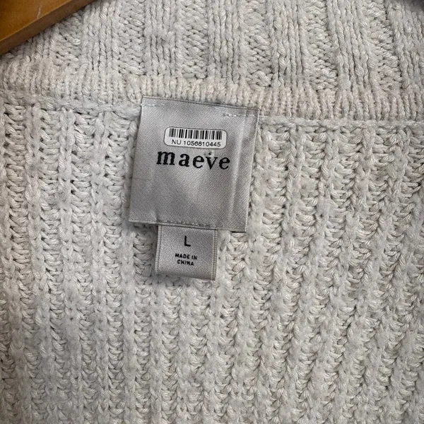 Anthropologie Maeve Collared Whipstitch Open Cardigan Sweater Size L - Image 6