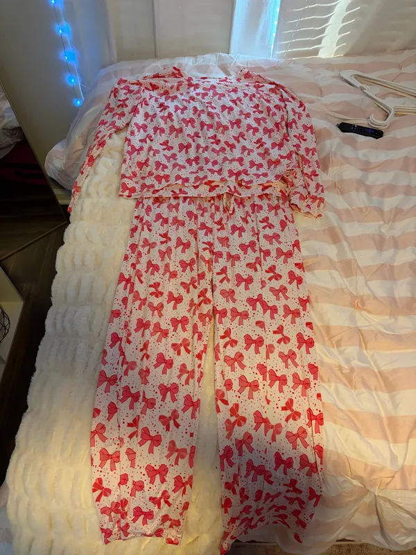 Mary Square Bow pajama set Pink Size L - Image 2
