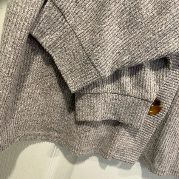 NWOT Open Edit Size S Oversized gray Ribbed Knit Button Front Cardigan Sweater - Image 3