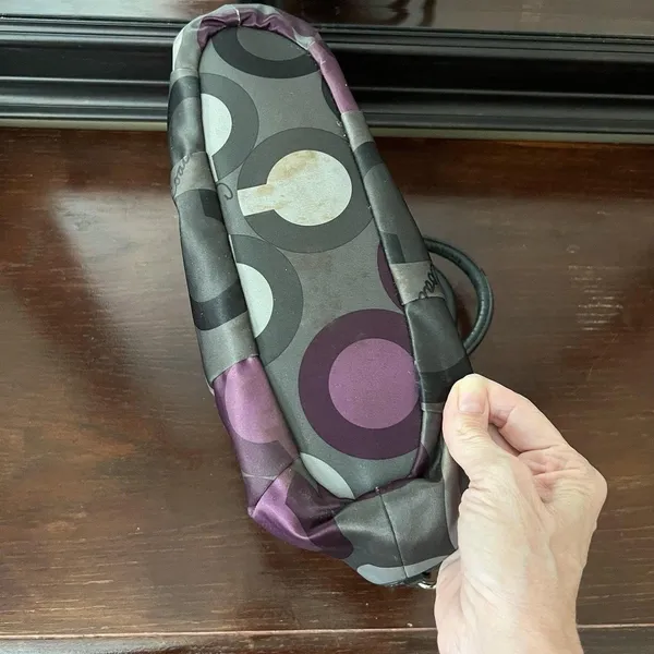 Coach Poppy Purple black gray floral bag top handle satchel - Image 4