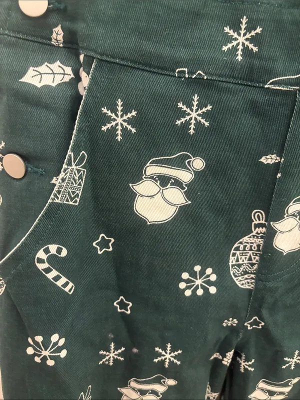 Forest Green Women's Holiday Print Overalls with Adjustable Straps small new - Image 4