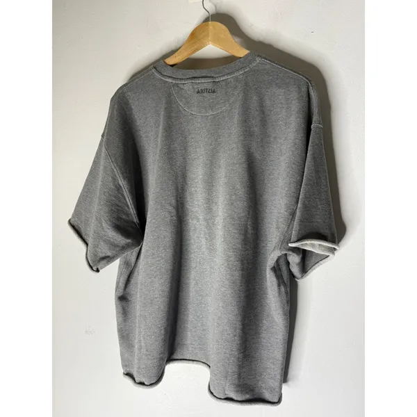 Aritzia Sweatfleece Boyfriend Fit Short Sleeve Sweatshirt Heather Grey Large - Image 2