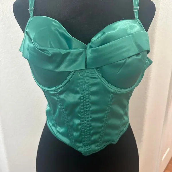 Satin Spaghetti Strap Party Crop Top Rave‎ Cute Zip Back Outfits Corset - Image 2