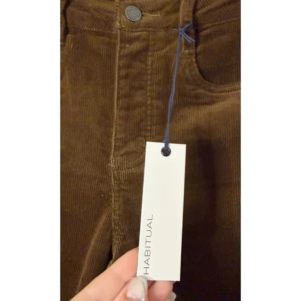 NWT Habitual Evie Barrel Leg Women's Corduroy Pants in Brown sz. 26 - Image 4