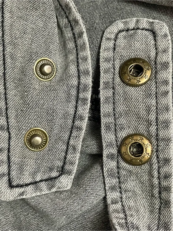 Natural Life JJ Denim Jumper Dress Large Stone Gray Frayed Hem Pinafore Pockets - Image 10
