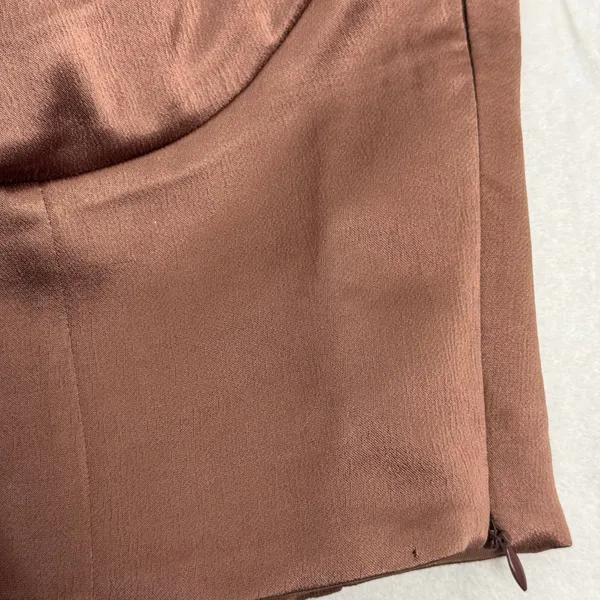 Zara Satin Effect Corset Style Bustier Cropped Tank Top Brown Size Small - Image 2