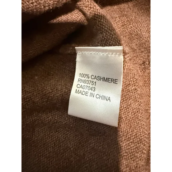 In Cashmere Women Brown 100% Cashmere V-Neck 3/4 Sleeve Pullover Sweater Small - Image 5