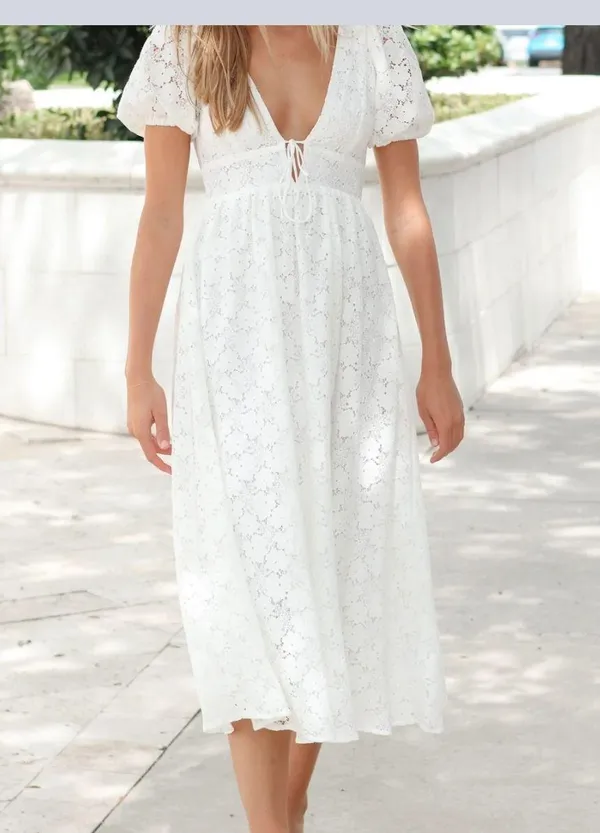 Petal and Pup White Lace Midi Dress - Image 8