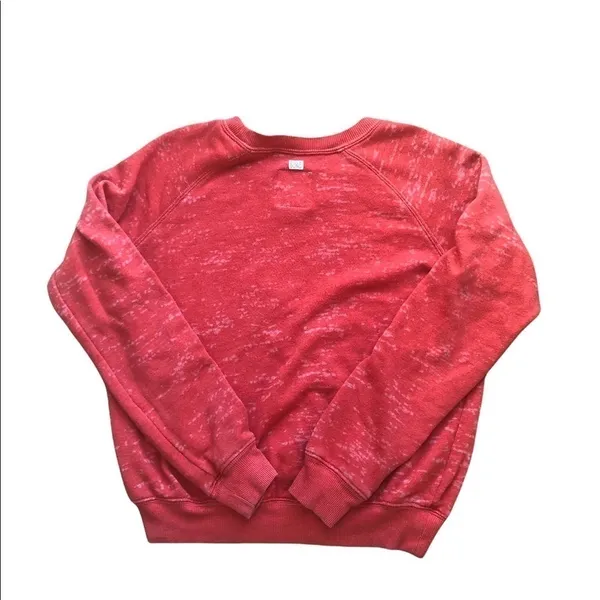 Billabong Cropped Sweatshirt Crew Neck Distressed Red Rebel Gypsy Size S Beachy - Image 2