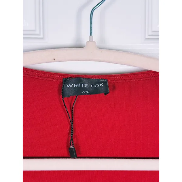 White Fox Sweetheart Ruched Long Sleeve Top Size XS Red Romantic Going Out Party - Image 4