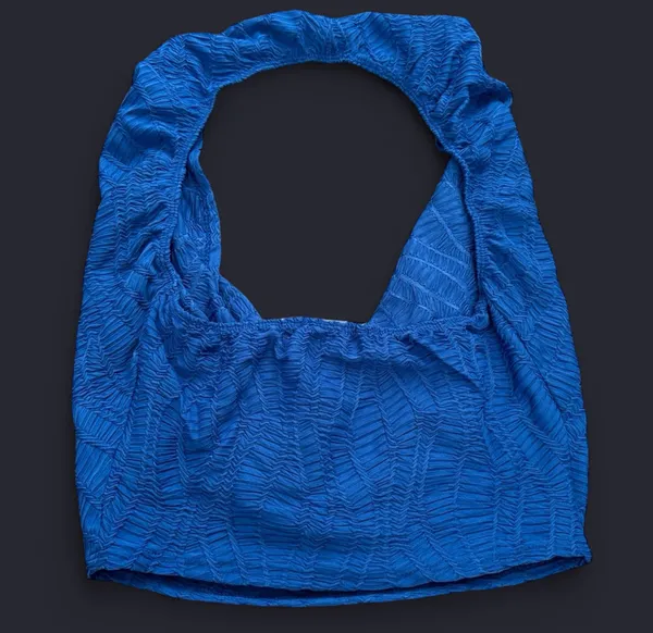 Electric Blue Textured Cowl Neck Blouse - Image 10