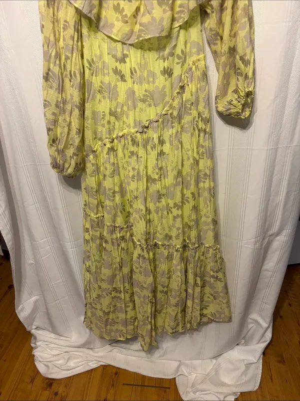 Astr Floral Yellow and Gray Tiered Maxi Dress - Image 6