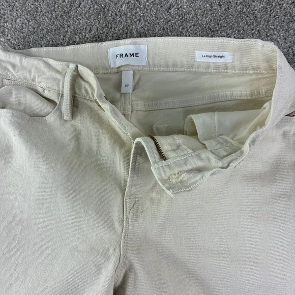 Frame Le High‎ Straight Jeans Women 27 White High Rise Denim Designer Denim - Image 2