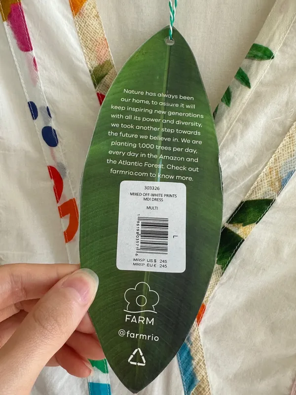 Farm Rio Mixed Off-White Prints Midi Dress, Size Large, NWT - Image 10