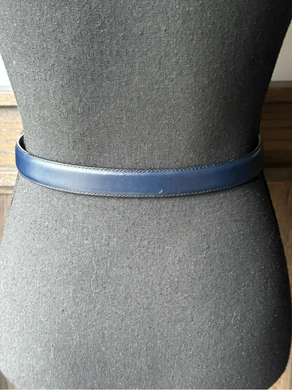 Brighton Navy Leather Belt with Gold-Tone Buckle - Image 5