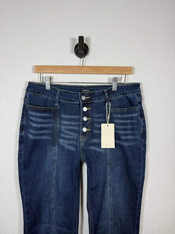 Flamingals Button Fly Flare Jeans Womens XL Dark Wash High Rise NWT - Image 7