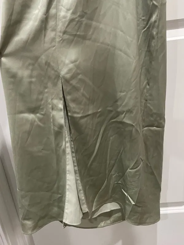 Reformation Vesper Satin Midi Dress Salvia Sage Green Cocktail Party Size 12 - Image 9