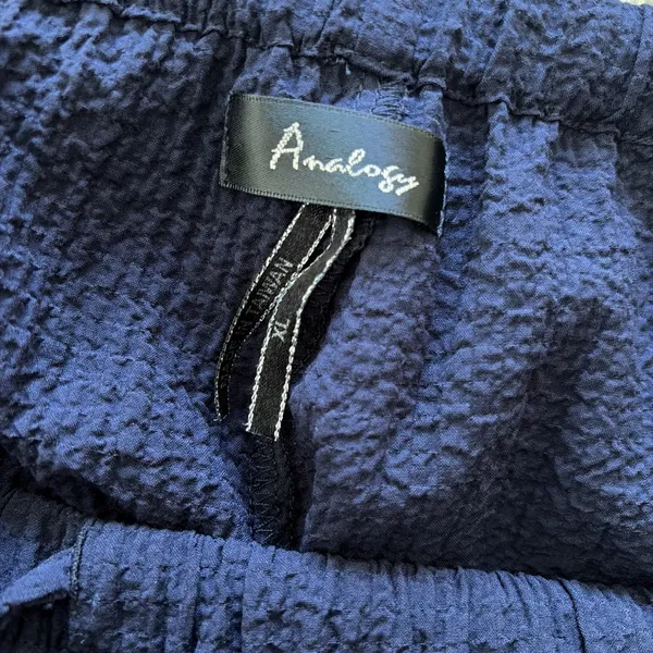 Analogy Textured‎ Crinkle Crop Pants Womens Size XL Navy Blue Lagenlook Clean - Image 5