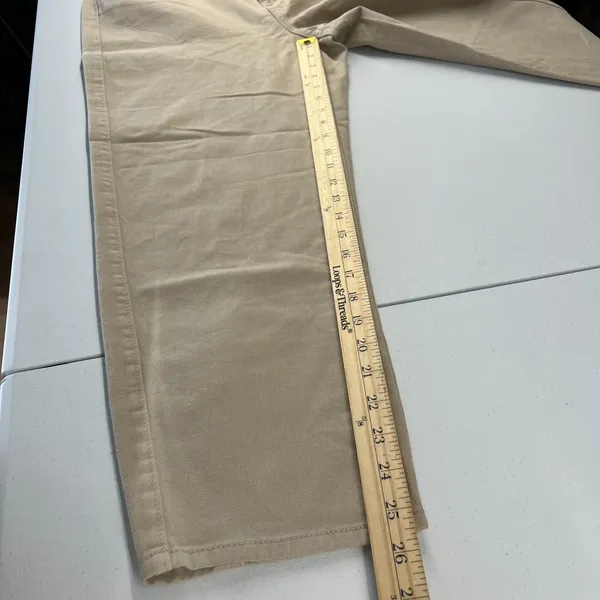 H&M Loose Mom Jeans Womens 12 Beige‎ Denim Cotton Logo Slim Fit High Waist New - Image 13