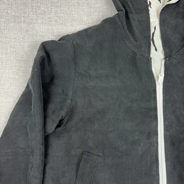 Galinda Wang Jacket Womens‎ 6 Black 100% Silk Hooded Full Zip Lightweight Lined - Image 3
