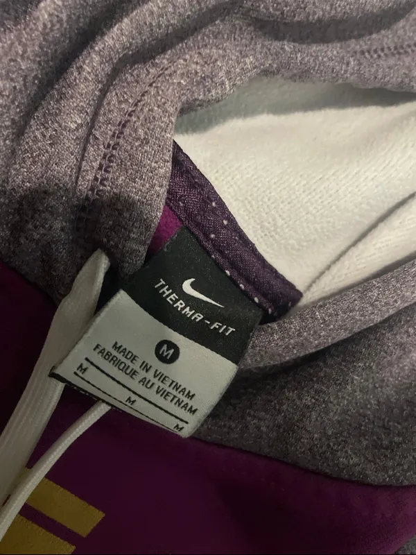Nike Purple and Gray Therma-Fit Hoodie with Gold Accents - Image 2