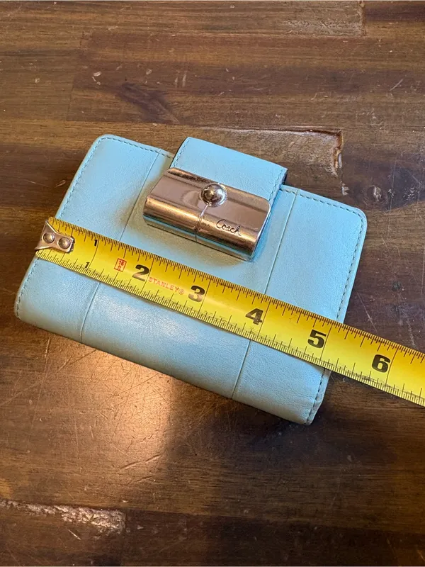 Coach Vintage Kristin Smooth Leather Compact Wallet Bifold Coin Light Blue Y2K - Image 4