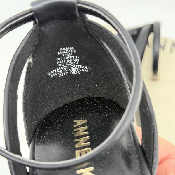 Anne Klein Mia Block Heel Sandals Black Strappy Ankle Strap 7.5M AKMIA MIA01F9 - Image 4