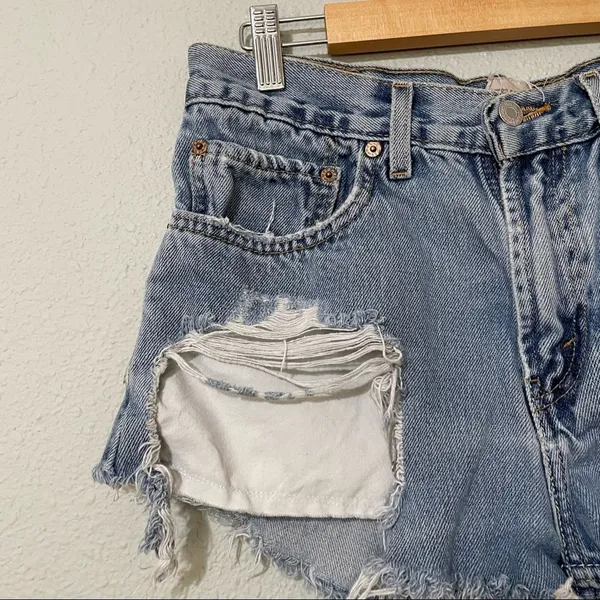 Furst of a Kind Distressed Cut Off Jean Shorts Womens S Festival Denim - Image 9