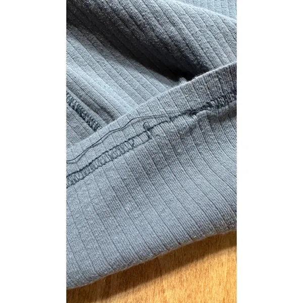 Free People Mock Neck Ribbed Long Sleeve‎ Top Blue Grey Womens Large - Image 4