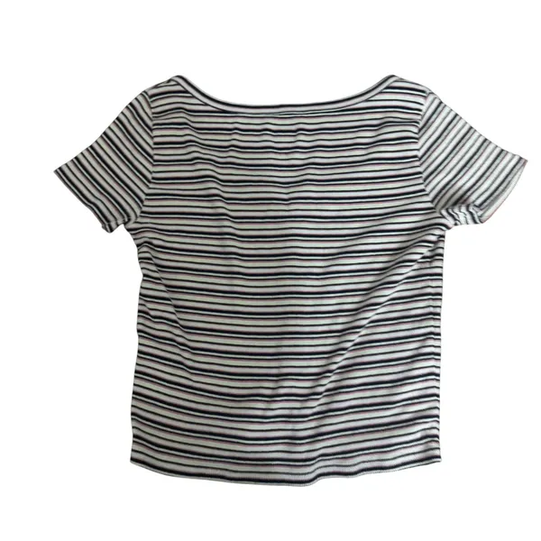 Hollister Striped Ribbed Button Front Cropped Top‎ Women's Size S - Image 2