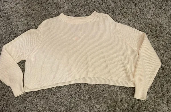 Cotton On White Crop Top Sweater - Image 4