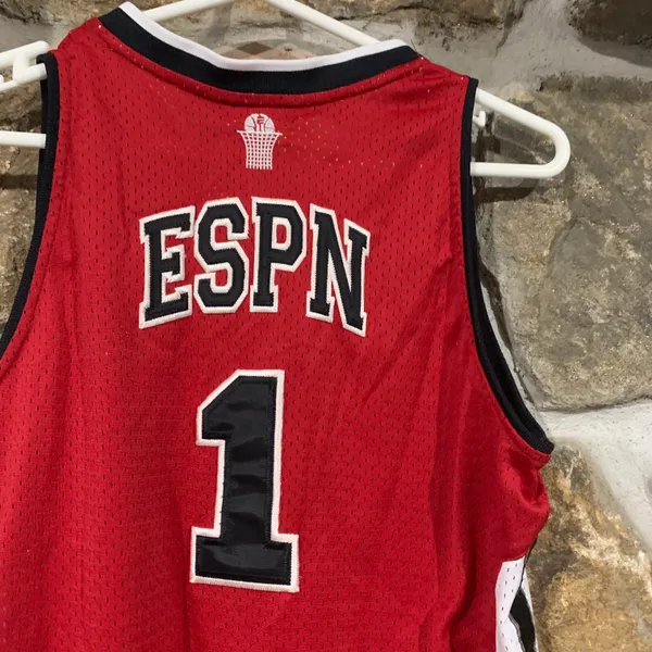Y2K Early 2000s Red/Black/White ESPN Jersey Tank #1 - Image 6