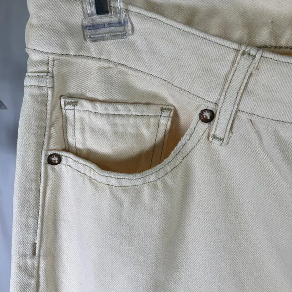 Express‎ Womens Jeans Size 10R Beige Distressed Denim High Rise Mom Jeans - Image 3