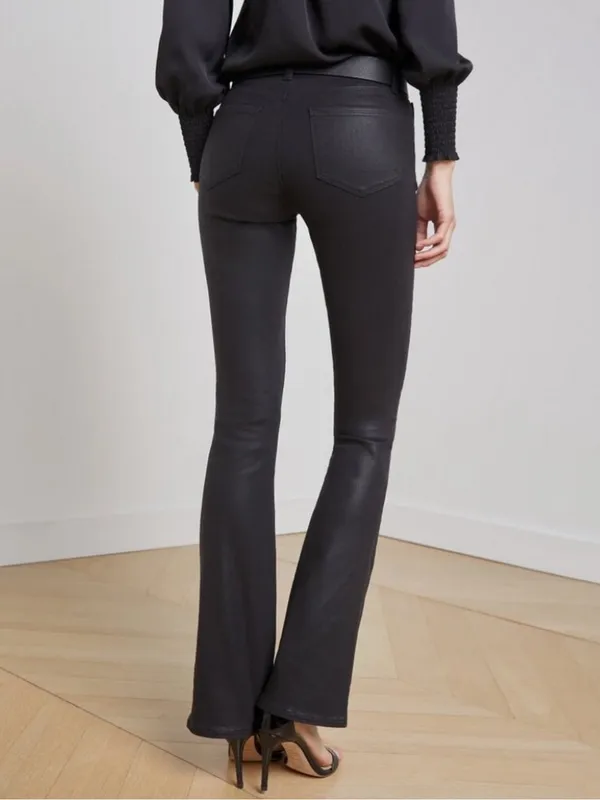 L’agence Selma Coated Bootcut Jean in Noir Black Size 25 - Image 4