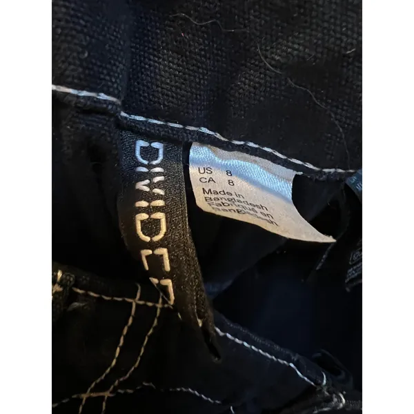 Divided H&M Women's Size 8 Contrast Stitch Baggy Fit Carpenter Jeans Black White - Image 9