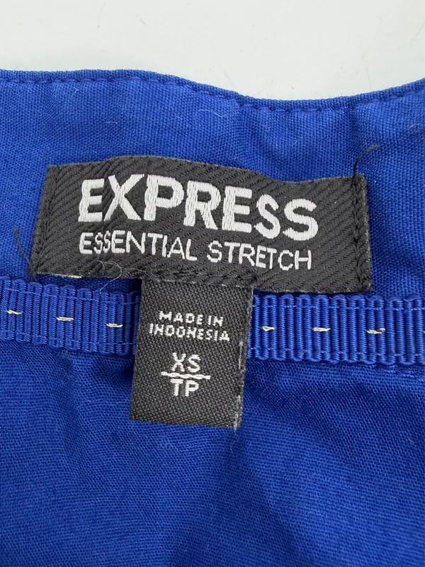 Express Blouse Women’s XS Cobalt Blue Essential Stretch Button Up Preppy Top - Image 4