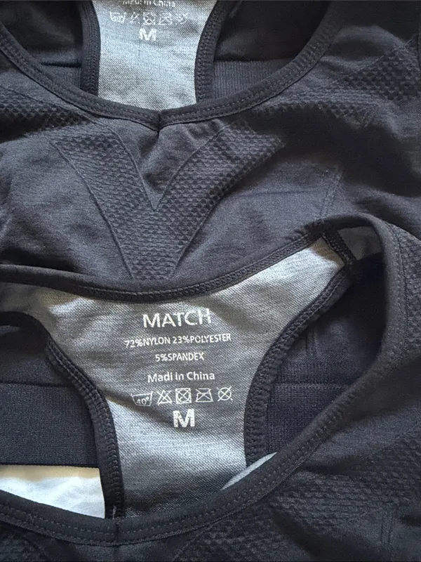 MATCH Black Seamless Racerback Sports Crop Top - Image 2