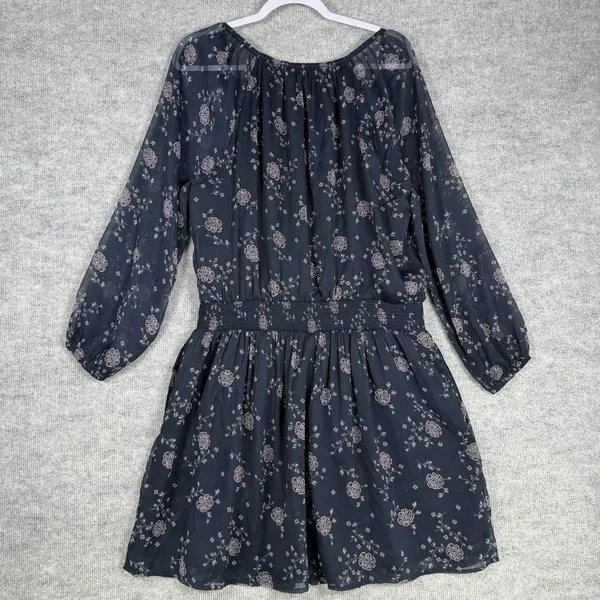 Abercrombie and Fitch Size-XL Mini Dress Floral Stretch Waist Dark Blue - Image 4