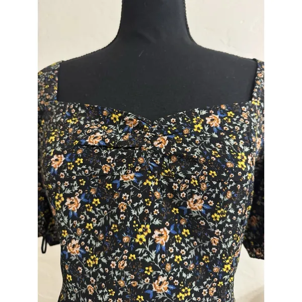 FRENCH CONNECTION Sz10 Fontini Puff Sleeve Mini Dress Baby Doll Floral Fairycore - Image 3