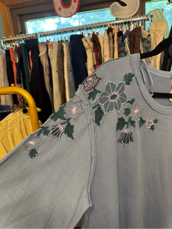 NWOT Free People Violet Vines Long Sleeve - storm combo blue - Large - Image 10