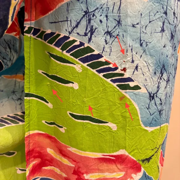 VTG Jams World Rainbow Fish Batik Print Wrap Midi Skirt Cover Up Small Tropical - Image 9