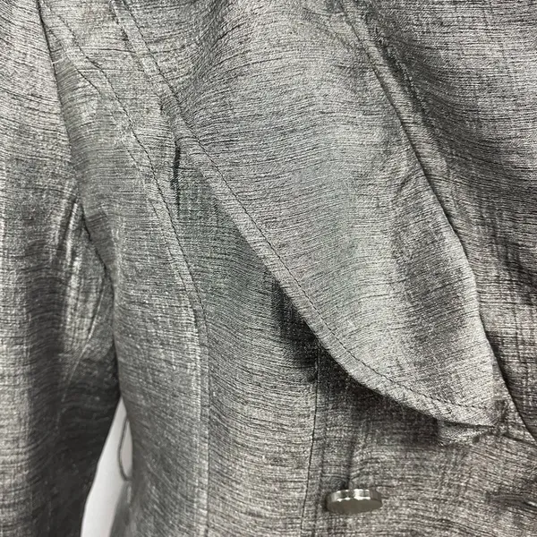 Express Double Breasted Silver Chiffon Trench Coat Size M - Image 5